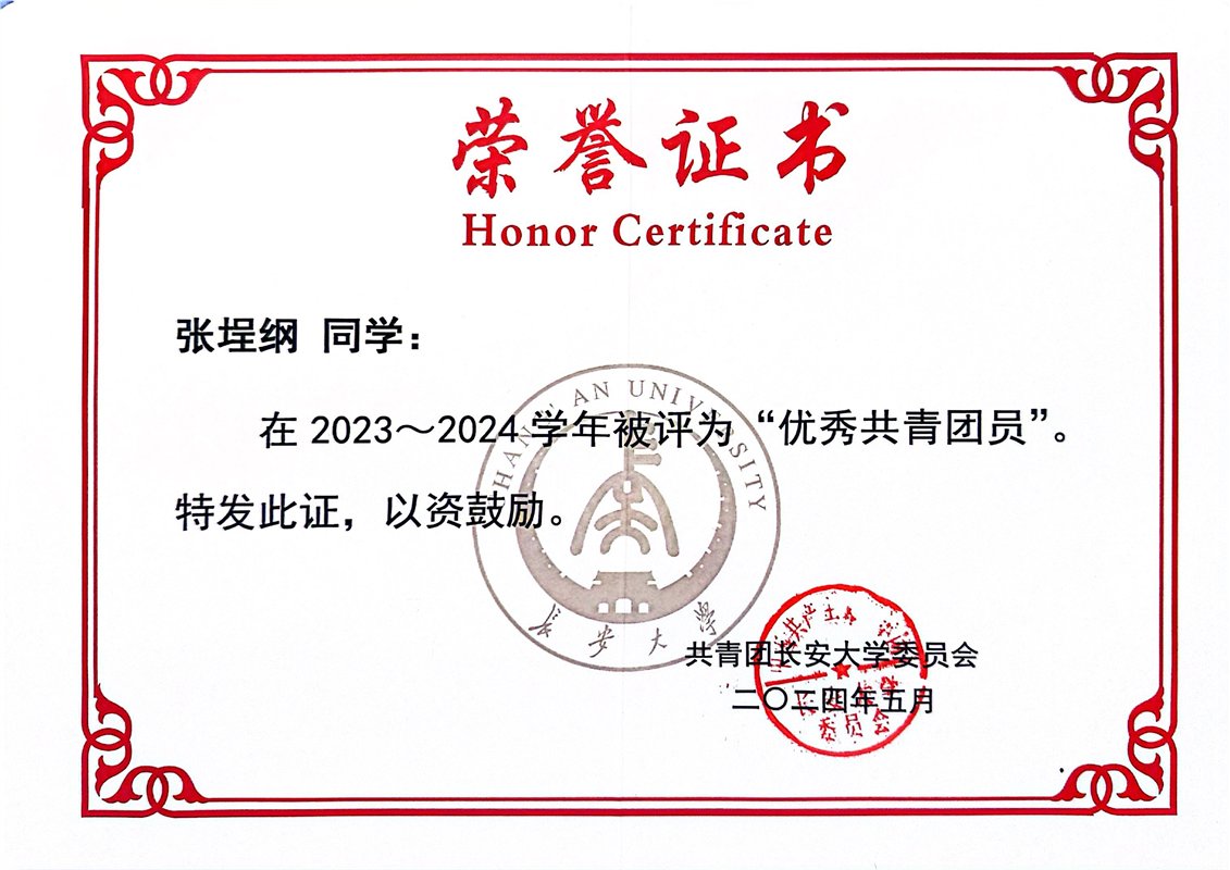Outstanding Youth League Member certificate