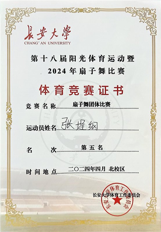 Fan dance competition certificate