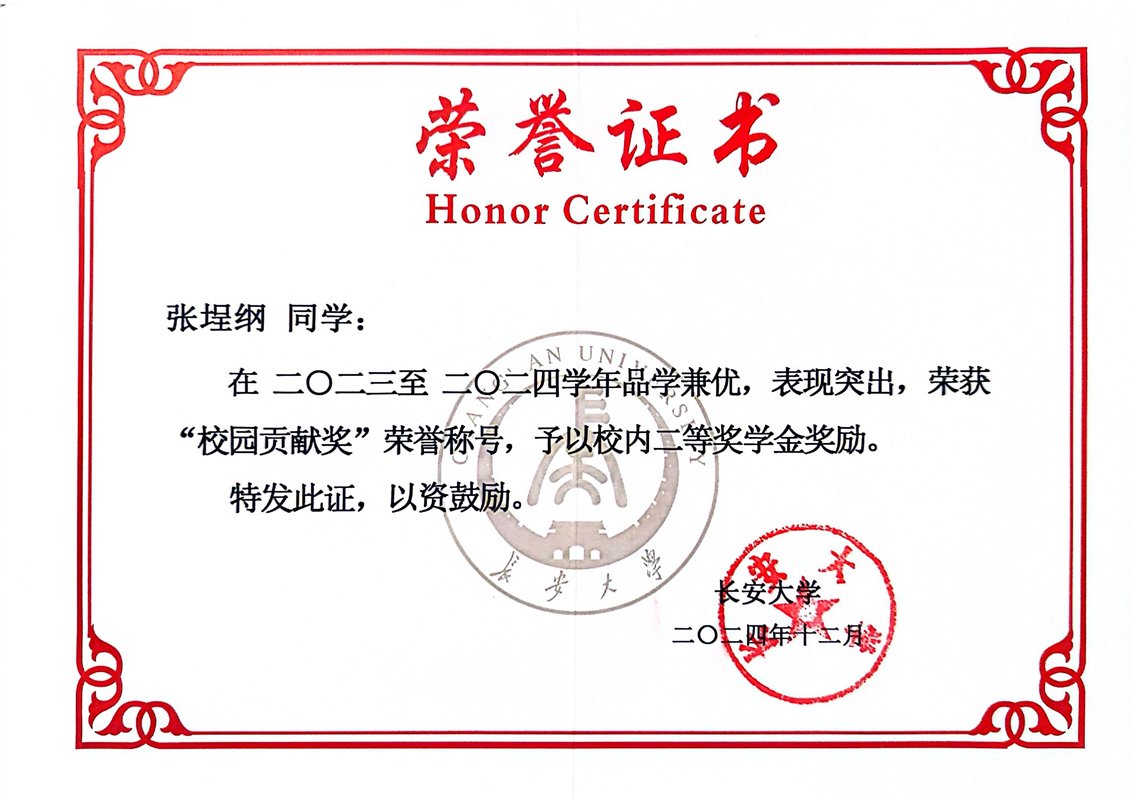 Campus contribution award certificate