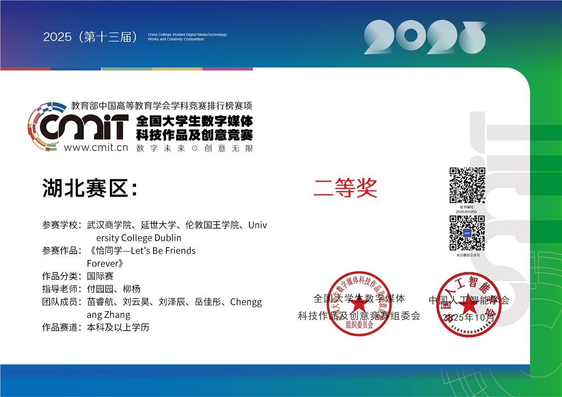 Provincial digital media competition second prize certificate